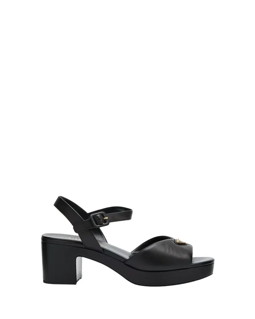 Prada Soft Nappa Ankle Strap Platform Sandals