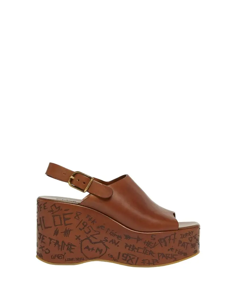 Chloe Maxime Leather Slingback Platform Sandals