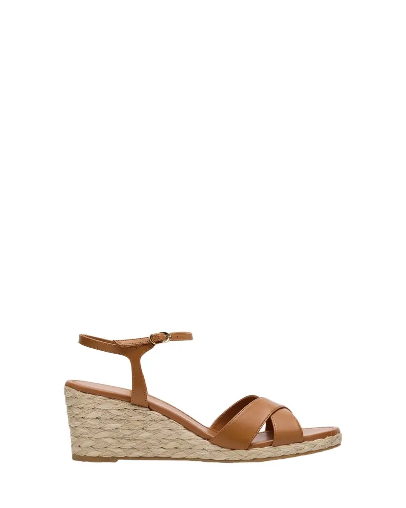 Stuart Weitzman Dayna Leather Crisscross Espadrille Sandals
