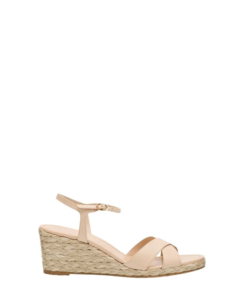 Stuart Weitzman Dayna Leather Crisscross Espadrille Sandals