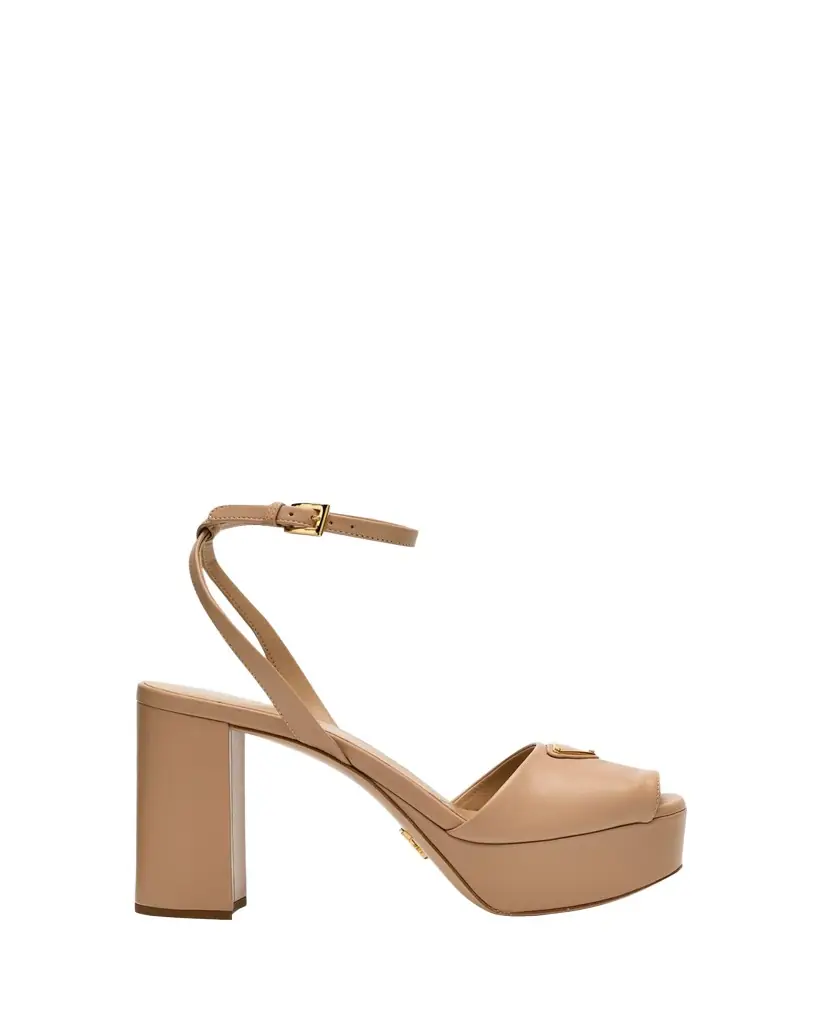Prada Nappa Triangle Peep-Toe Platform Sandals