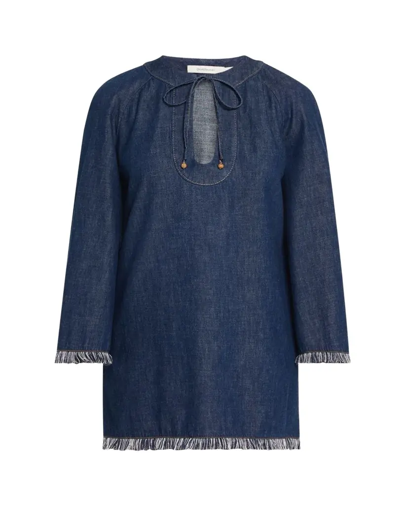 Zimmermann Rhiannon Fringe Denim Mini Dress