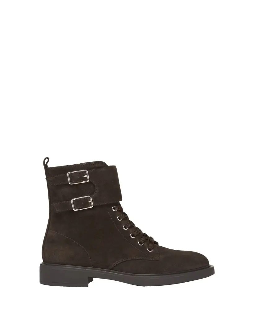 Gianvito Rossi Suede Buckle Cuff Combat Booties