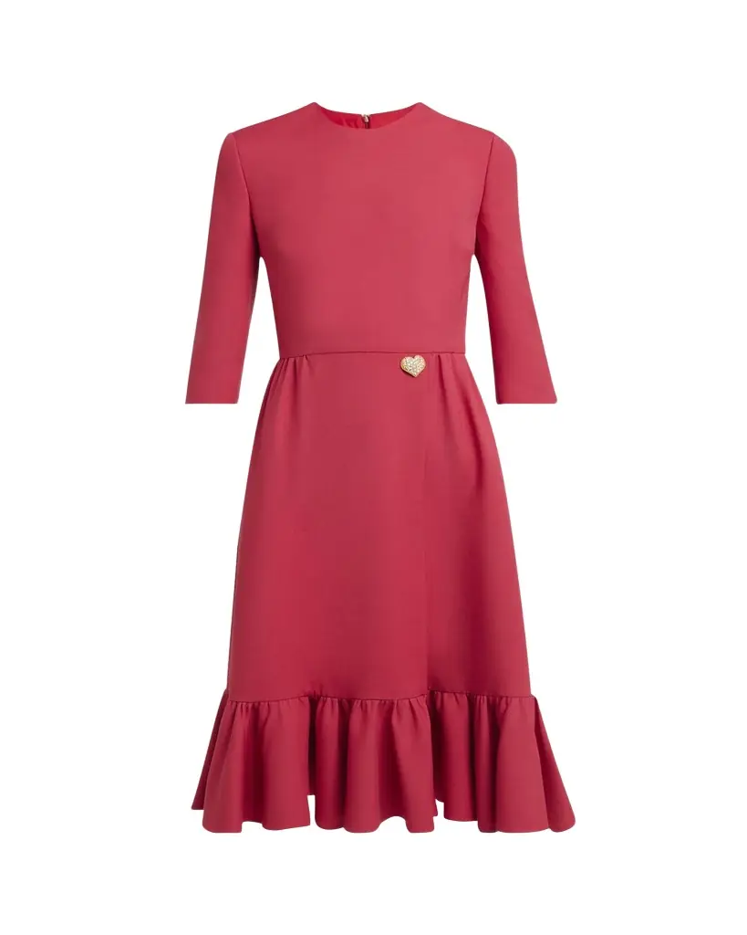 Valentino Garavani Strass Heart Flounce Crepe Couture Dress