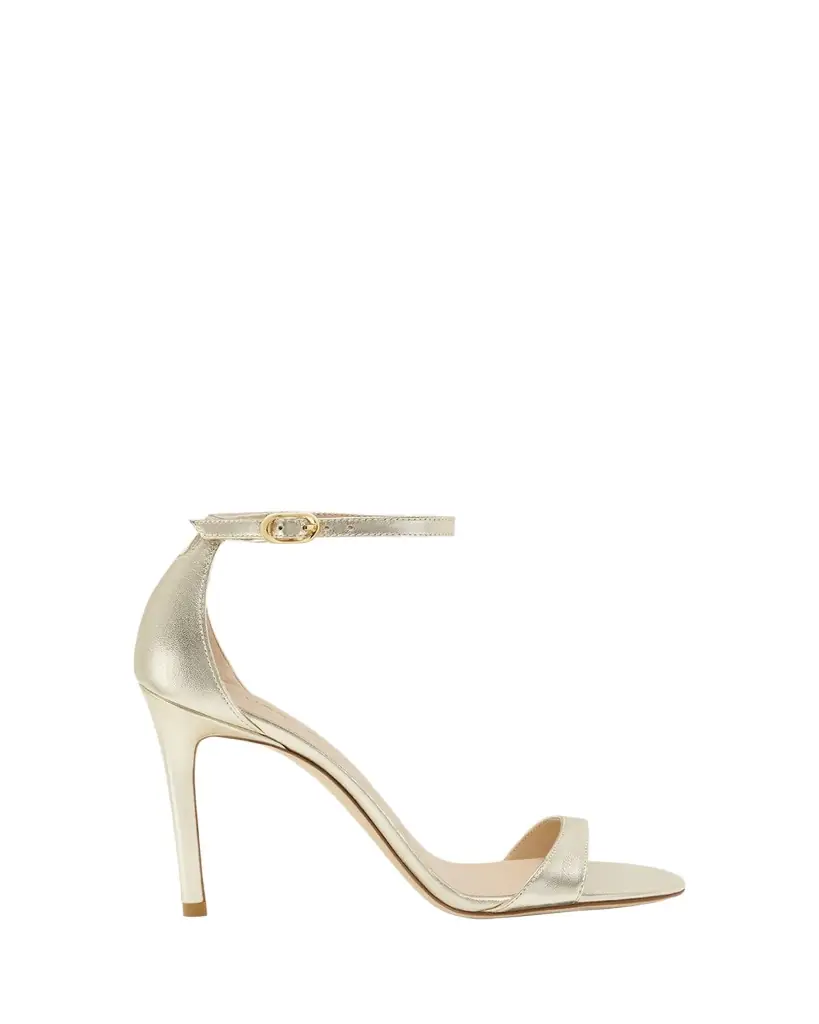 Stuart Weitzman Nudist Metallic Ankle-Strap Sandals