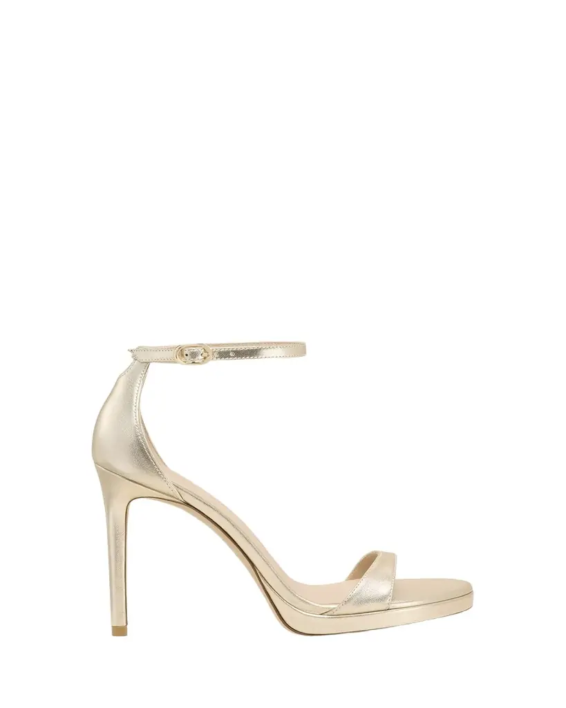 Stuart Weitzman Nudist Metallic Ankle-Wrap Platform Sandals