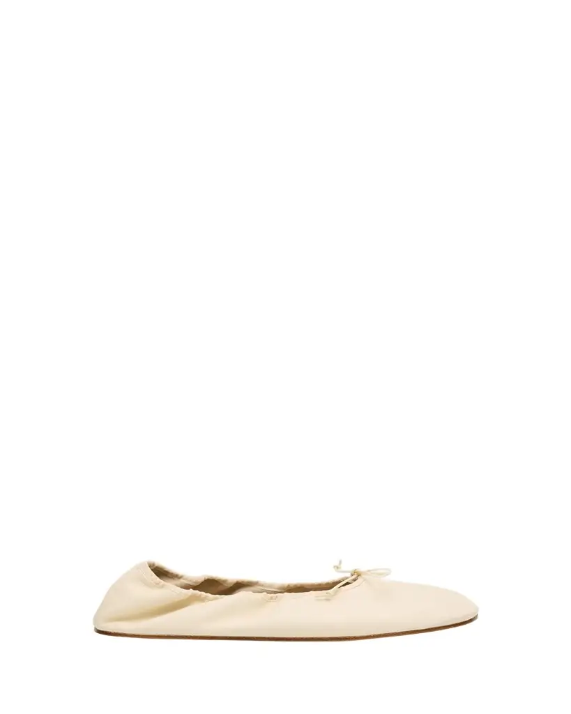 THE ROW Leather Bow Ballerina Flats
