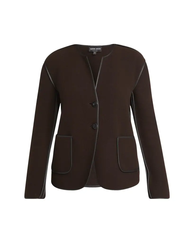 Giorgio Armani Leather Piping Cashmere Fleece Short Coat