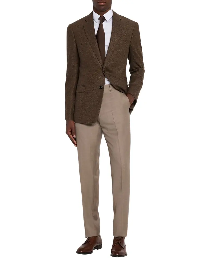 Giorgio Armani Men 's Wool Sharkskin Flat Front Trousers