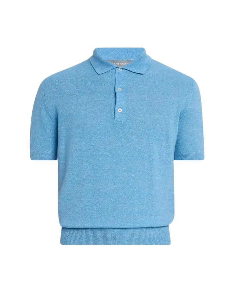 Bergdorf Goodman Men's Cashmere and Linen Short-Sleeve Polo Sweater