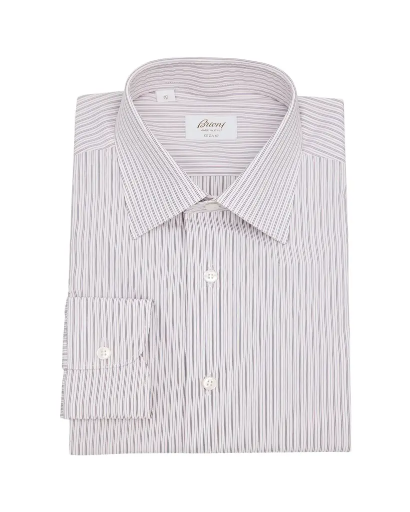 Brioni Men's Giza 87 Cotton Multi-Stripe Dress Shirt