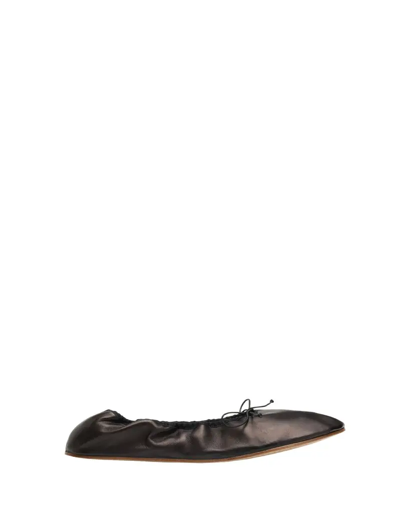 THE ROW Leather Bow Ballerina Flats