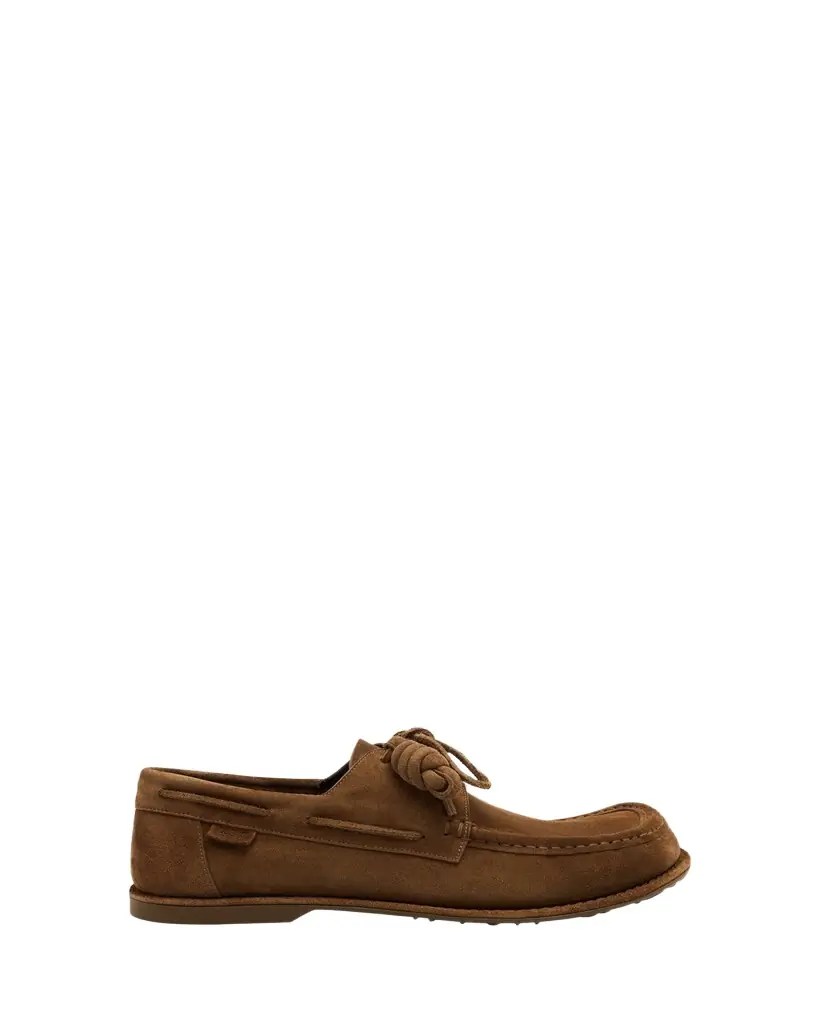 Loewe Men's Campo Suede Flamenco-Knot Boat Shoes