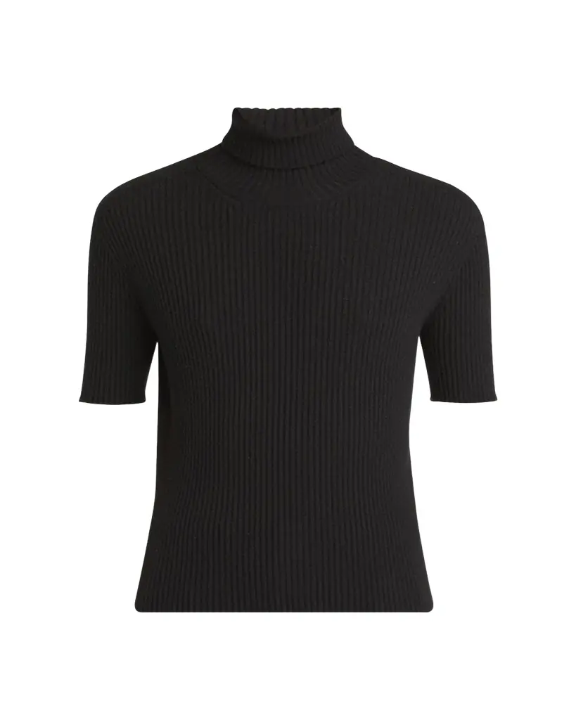 Giorgio Armani Turtleneck Short-Sleeve Cashmere Rib Sweater