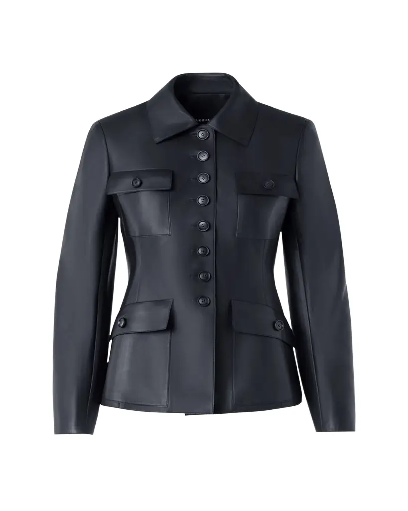 Akris Delia Nappa Leather Fitted Jacket