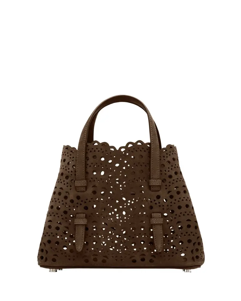 ALAIA Mina 20 Top-Handle Bag in Perforated Suede