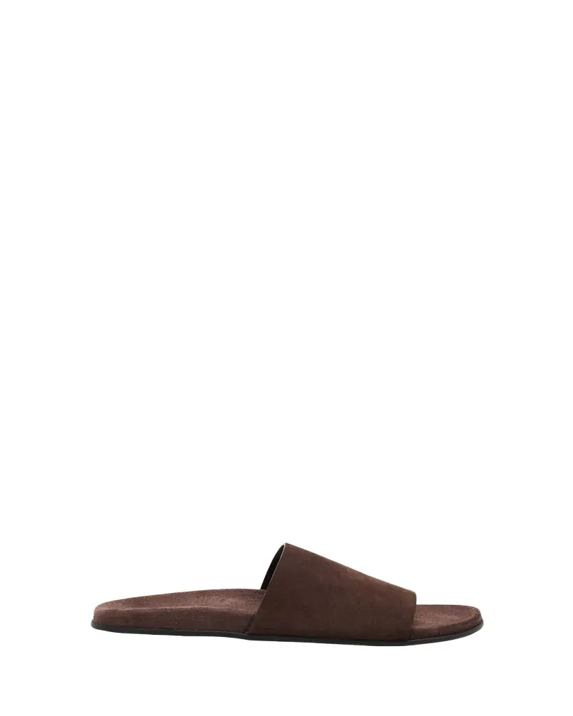THE ROW Hugh Suede Flat Slide Sandals