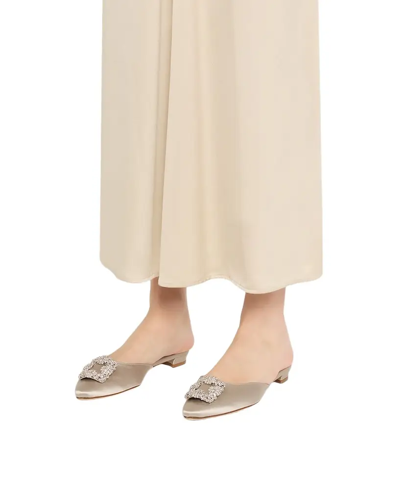 Manolo Blahnik Hangisi Satin Ballerina Flats - Women's Clothing