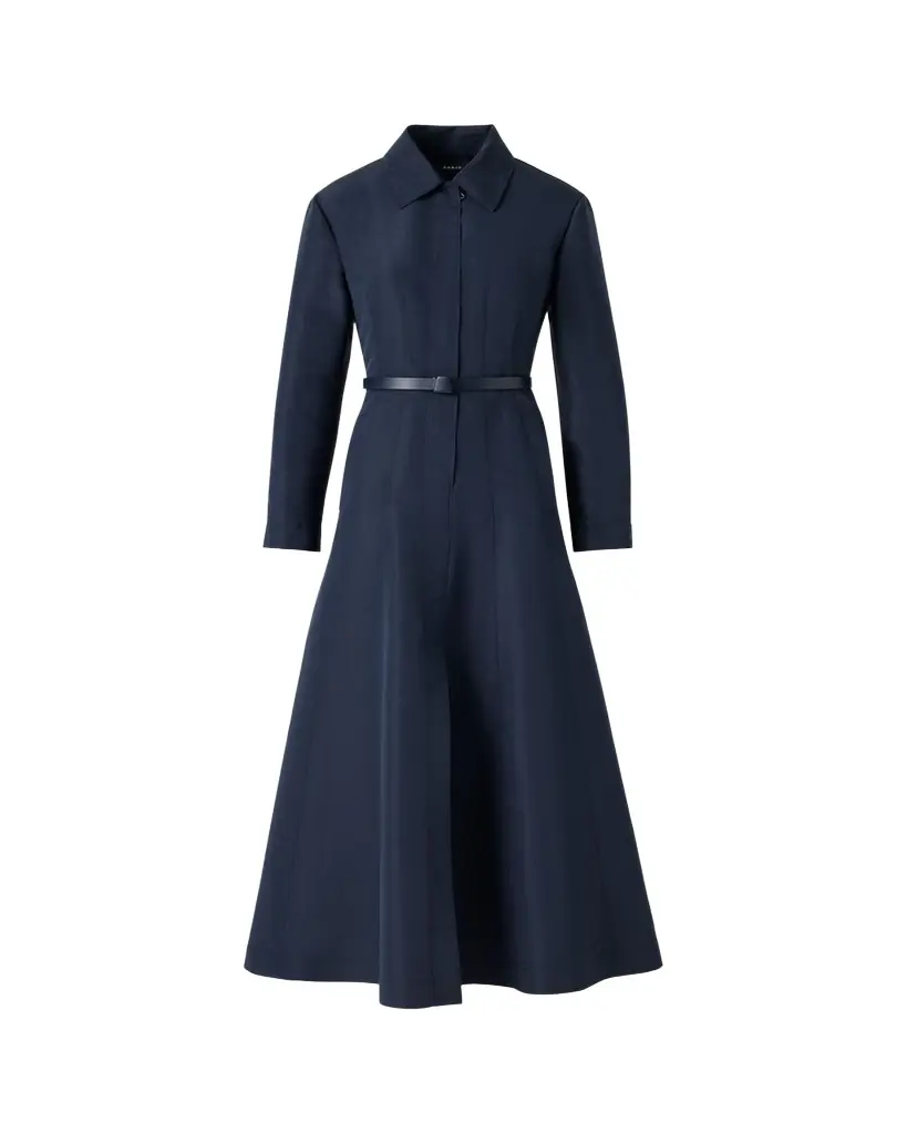 Akris Ottoman Silk Belted A-Line Midi Shirtdress