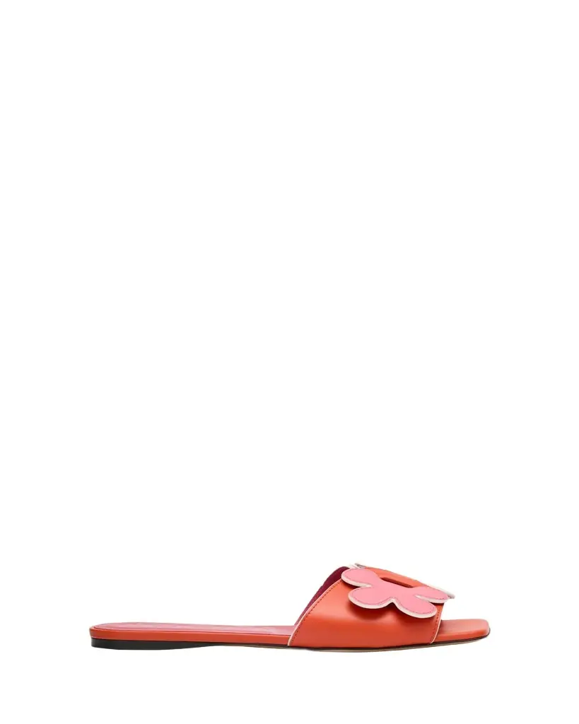 Marni Flower Leather Slide Sandals