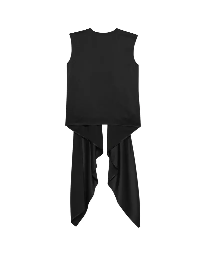 Helmut Lang Sleeveless Draped Silk Scarf Top