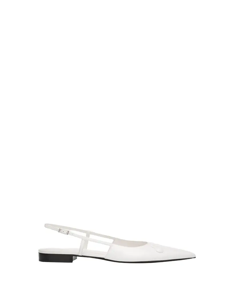 Marni Trunkaroo Leather Pointed-Toe Slingback Flats