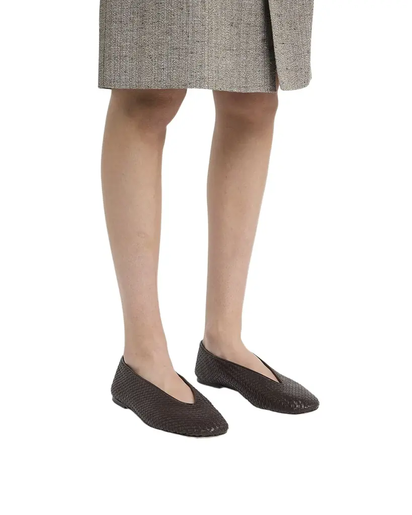 Bottega Veneta Micro Woven Nappa Leather Ballerina Flats