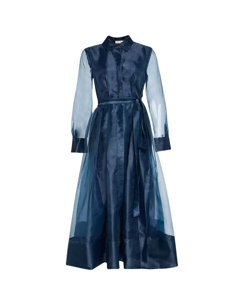 SIMKHAI Montgomery Long-Sleeve Button-Front Midi Dress
