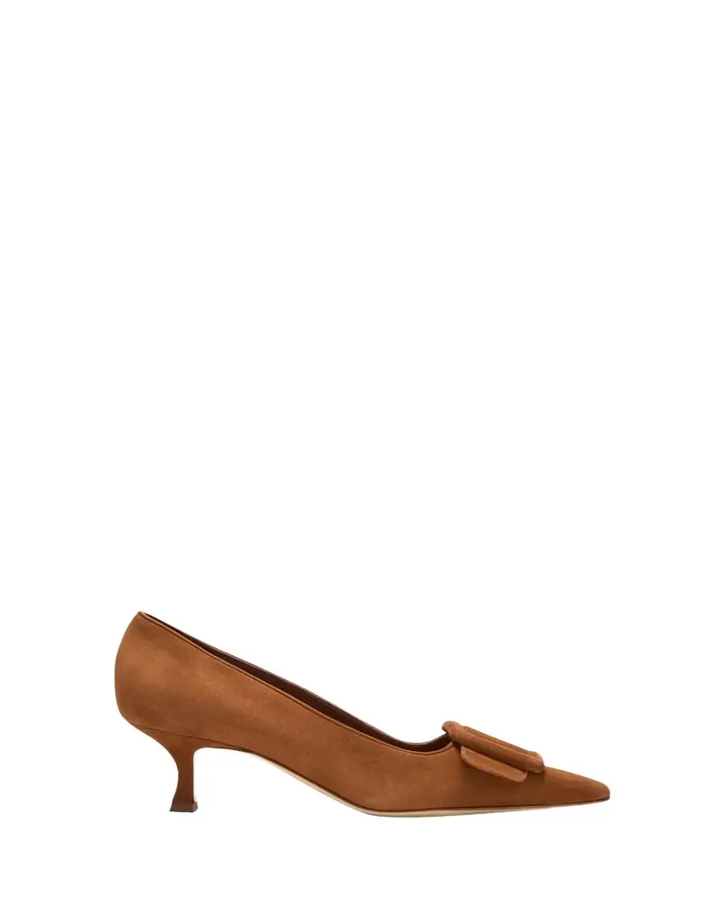 Manolo Blahnik Maysale Suede Buckle Pumps