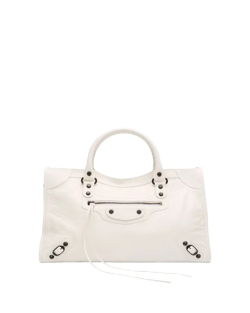 Balenciaga Le City Medium Crinkled Leather Top-Handle Bag