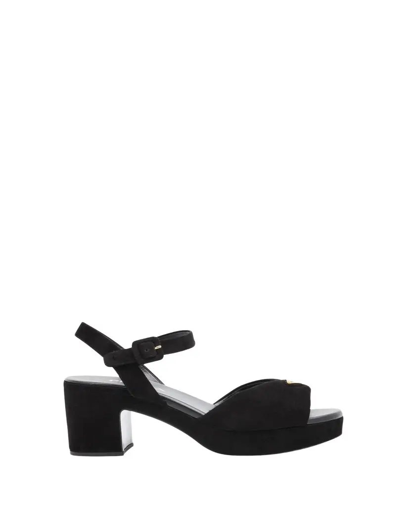 Prada Suede Triangle Logo Platform Sandals