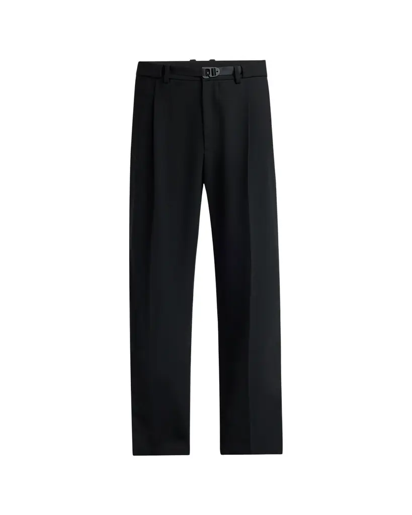 Moncler Men's Matte Black Belted Twill Trousers