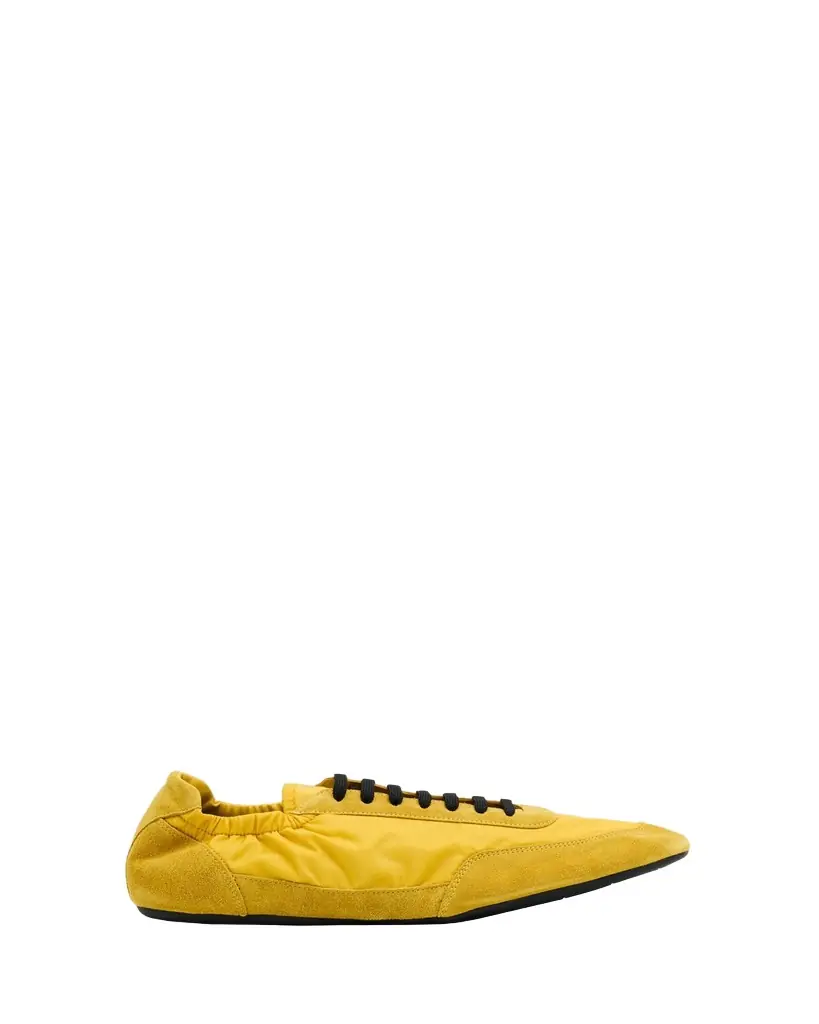 Prada Men's Collapse Nylon and Suede Low-Top Sneakers