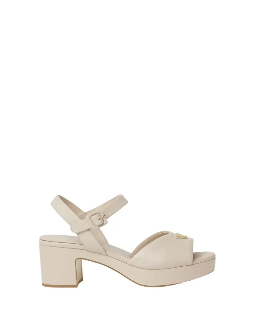 Prada Soft Nappa Ankle Strap Platform Sandals
