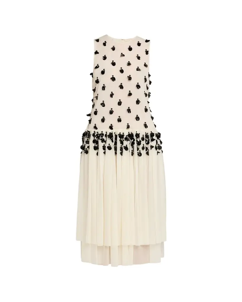 Diotima Embellished Sleeveless Tiered Midi Dress