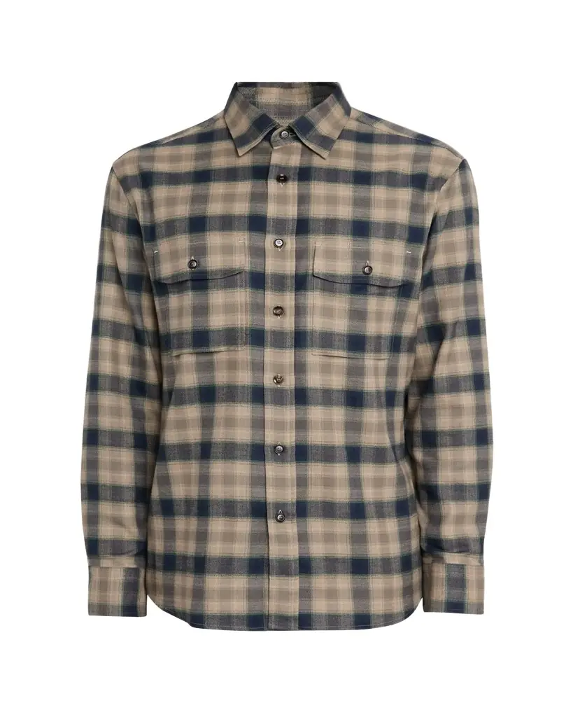 Brioni Men's Cotton Flannel Plaid Button-Down Shirt