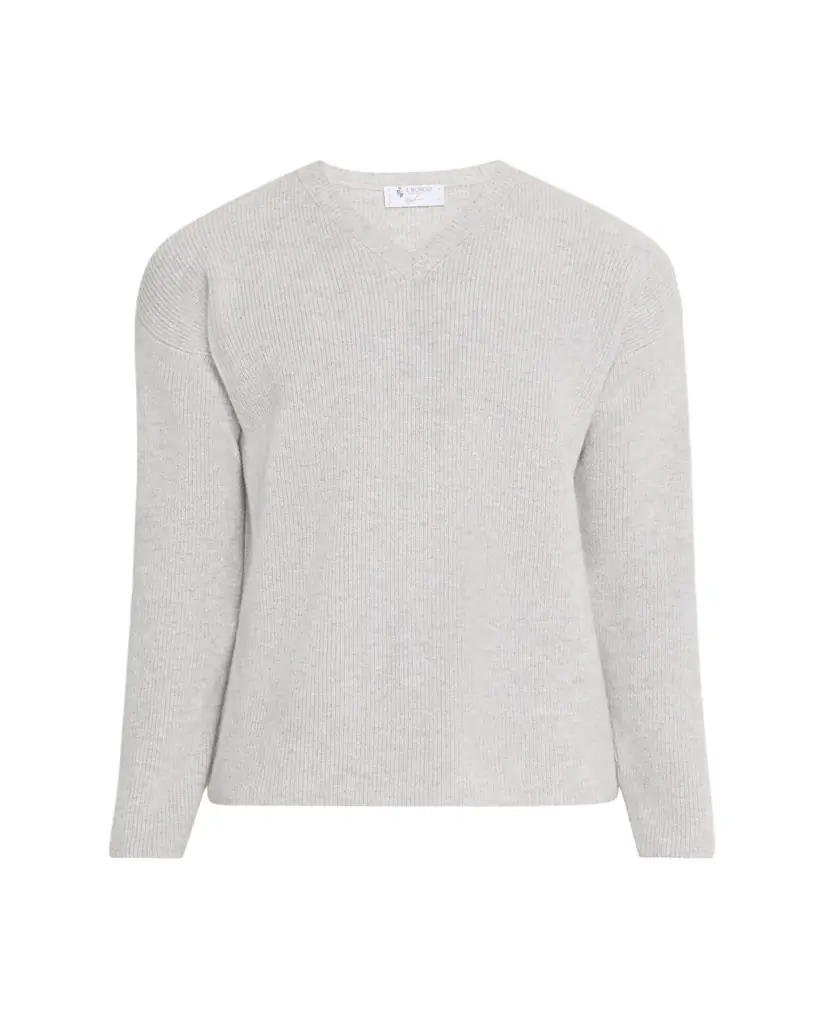 Bergdorf Goodman Men's Cashmere and Wool Rib V-Neck Sweater