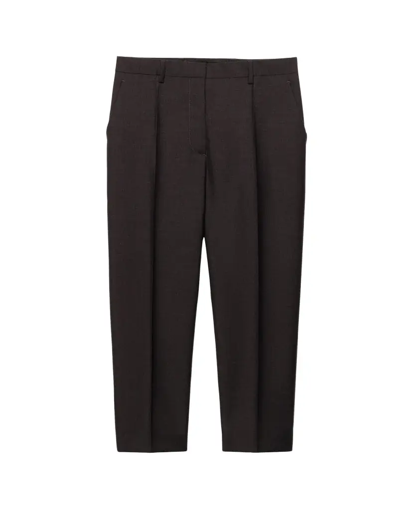 Prada Cropped Wool Check Tailored Pants - Women's Clothing