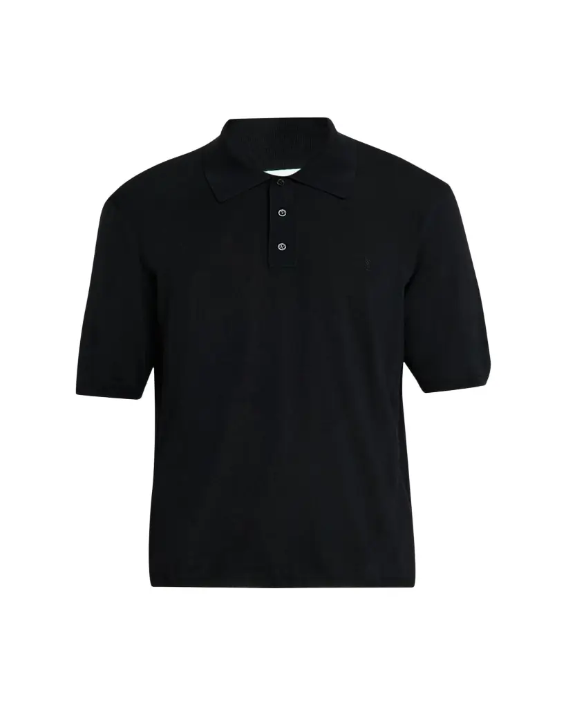 Saint Laurent Men's Cassandre Wool Short-Sleeved Polo Shirt