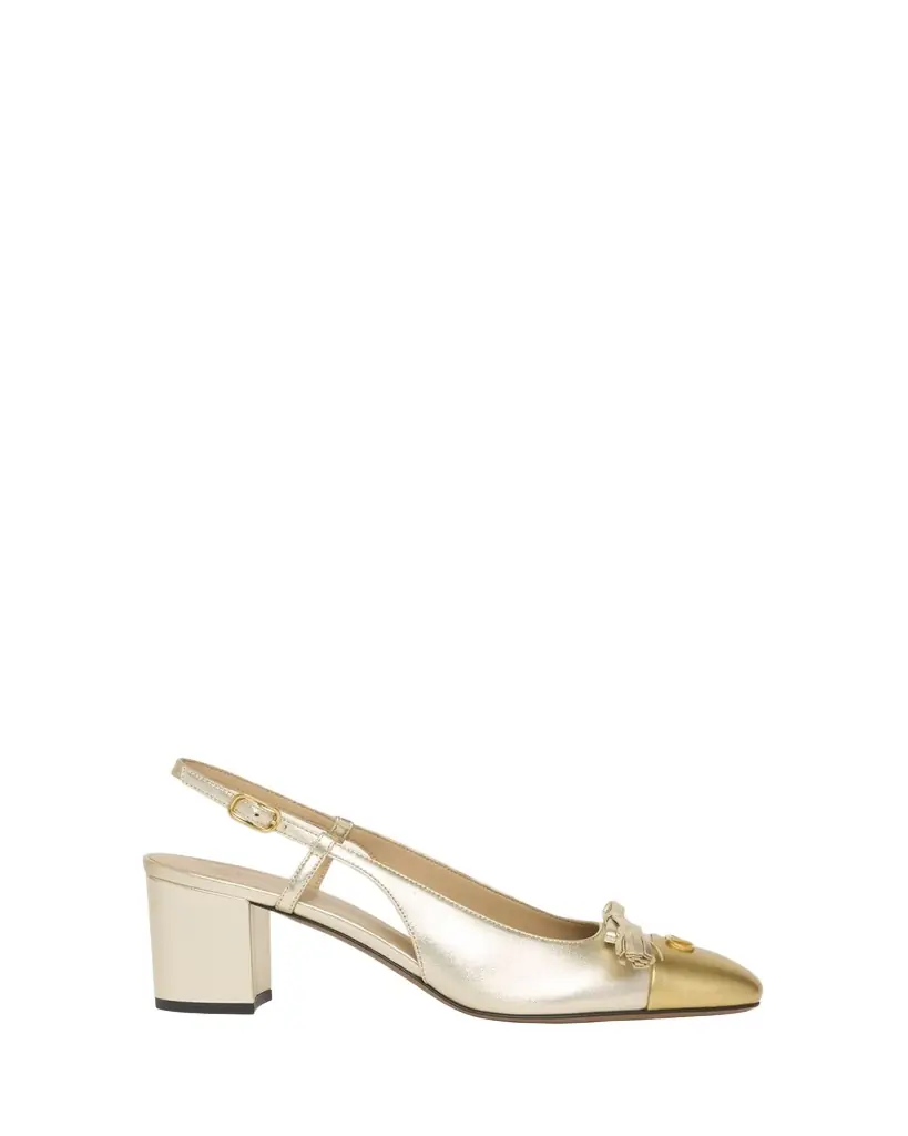 Valentino Garavani Valet Du Roi VLogo Metallic Leather Slingback Pumps