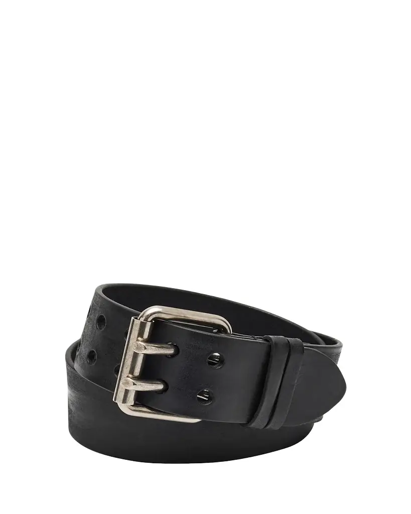 Saint Laurent Men's Leather Double-Pin Buckle Belt