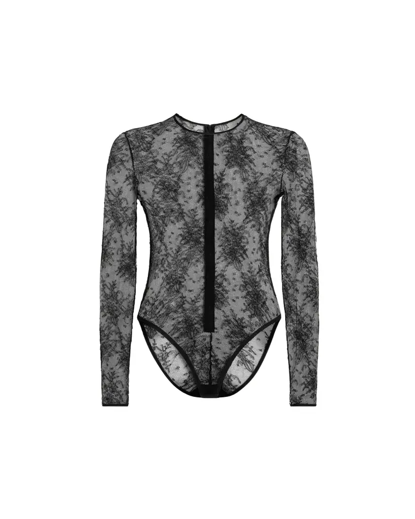 Dolce & Gabbana Chantilly Lace Long-Sleeve Bodysuit