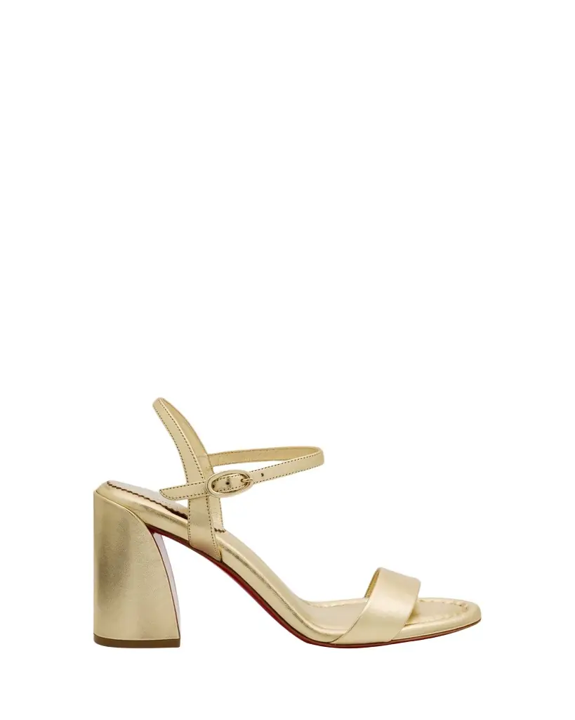 Christian Louboutin 85mm Miss Jane Metallic Leather Ankle-Strap Sandals