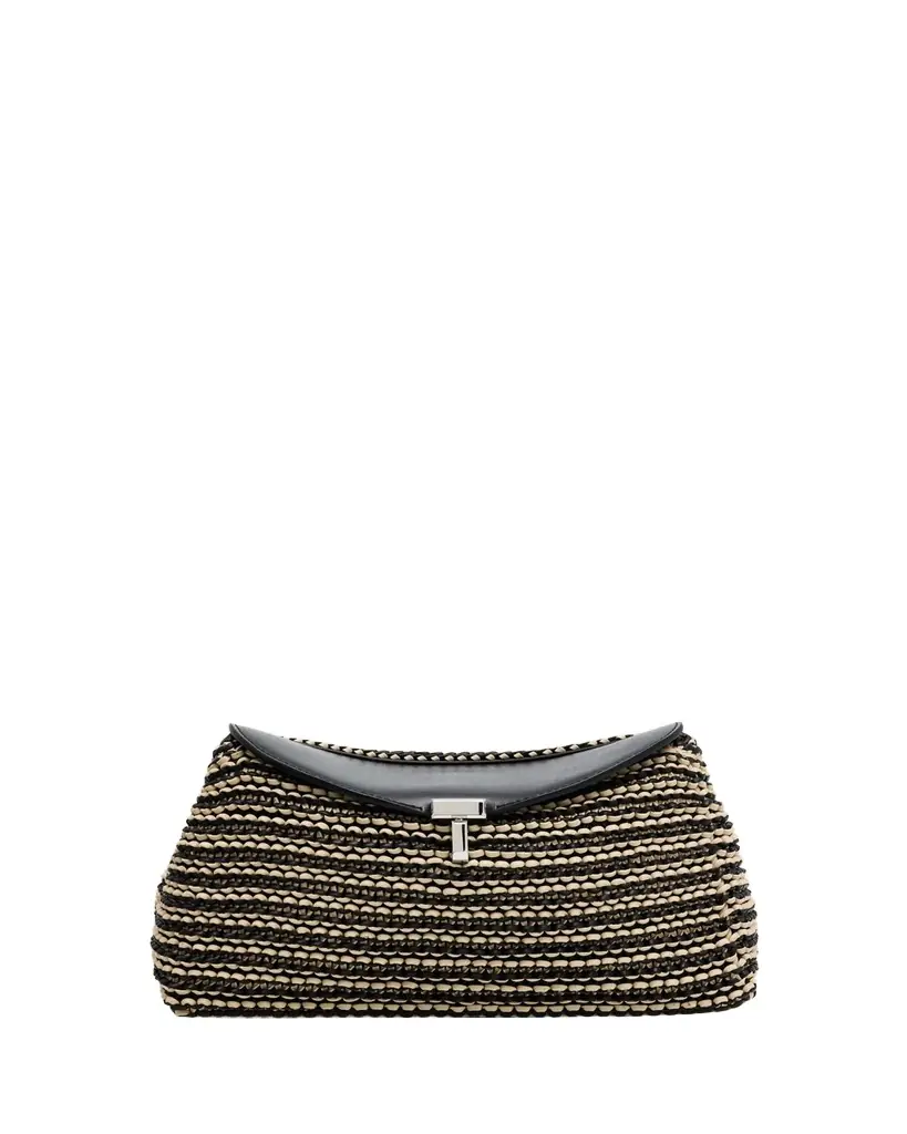 Toteme T-Lock Woven Leather Clutch Bag
