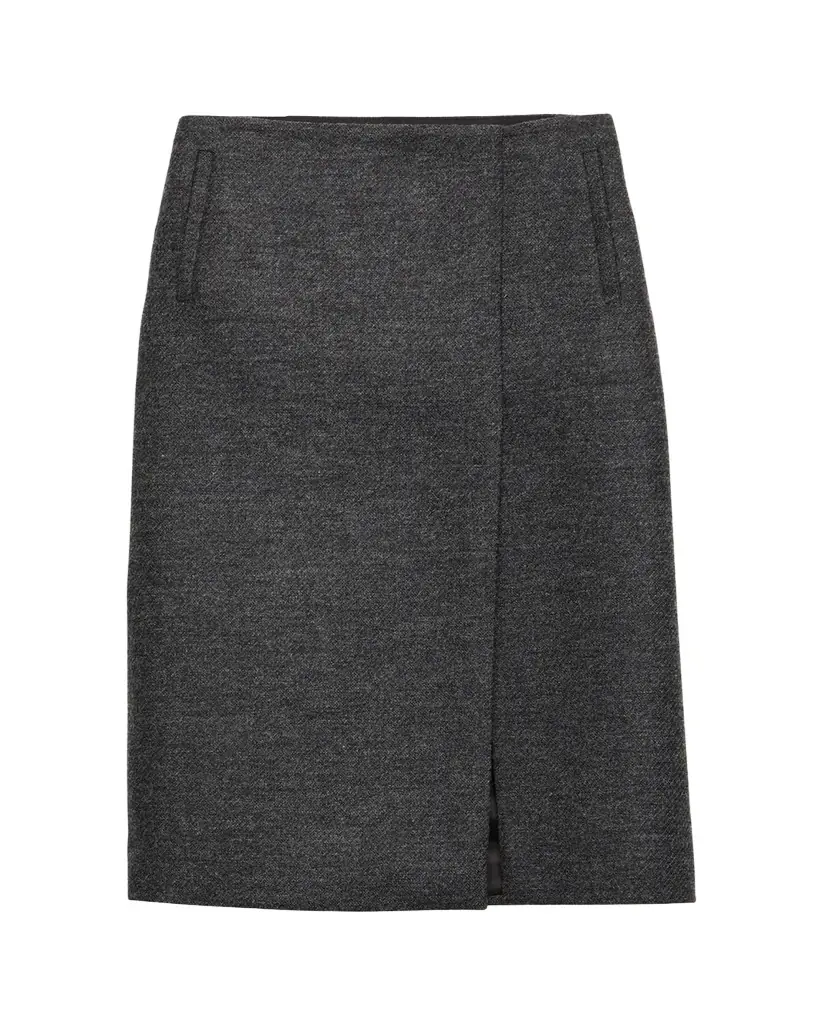 Prada Two-Tone Wool Slit Skirt