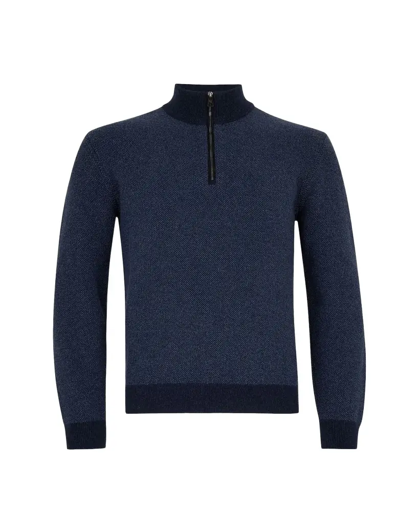 Ralph Lauren Purple Label Birdseye Cashmere Quarter-Zip Sweater