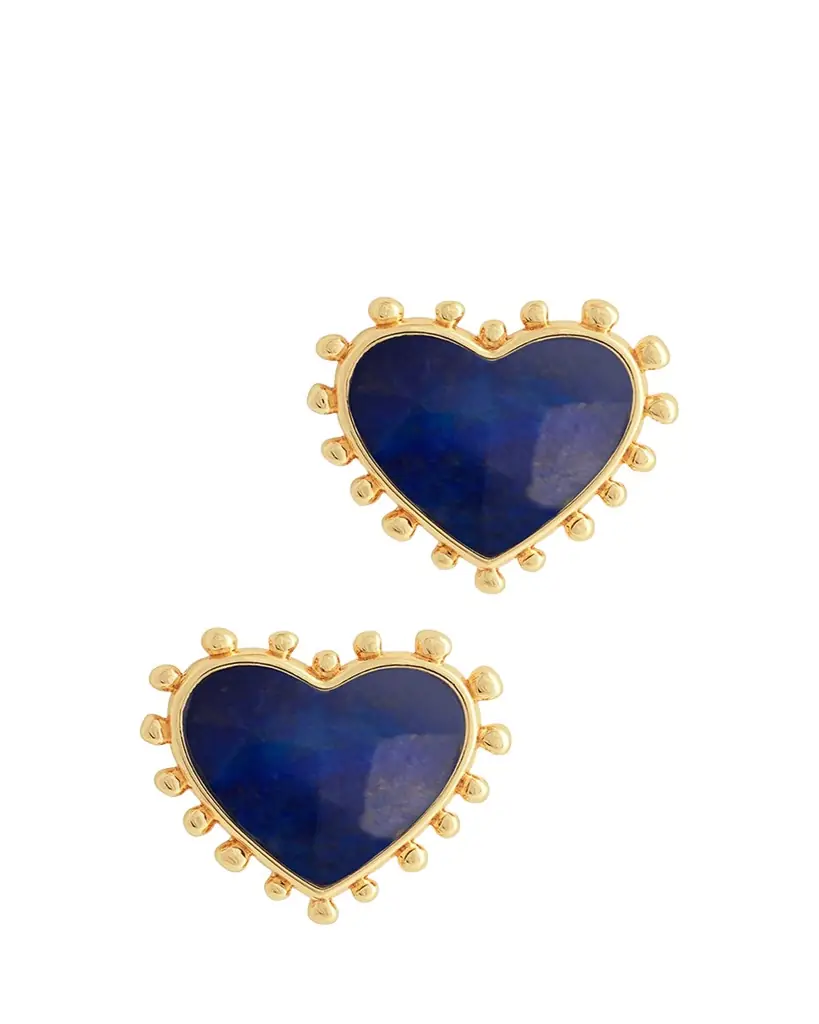 Anabel Aram Jewelry Heart Stone Stud Earrings