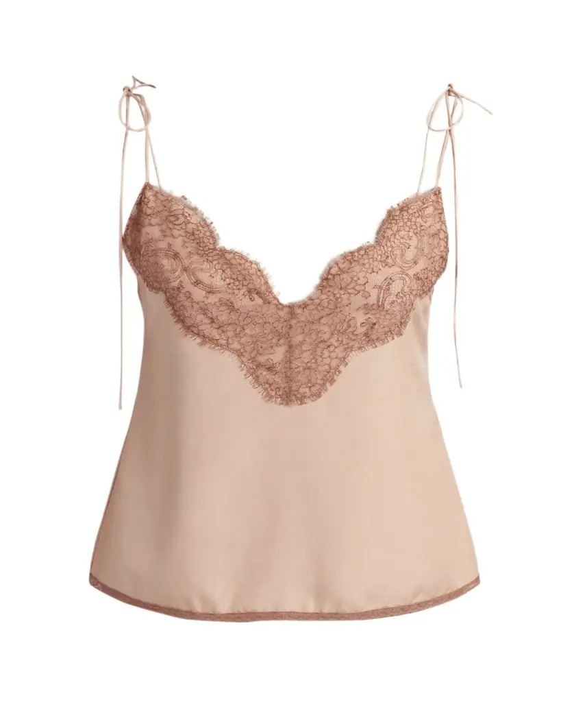 Valentino Garavani Lace-Trim Silk Cami Top