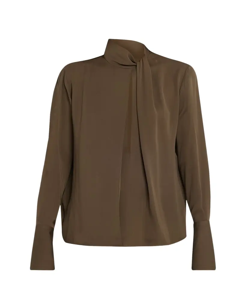 TOM FORD Twisted-Neck Silk Long-Sleeve Shirt