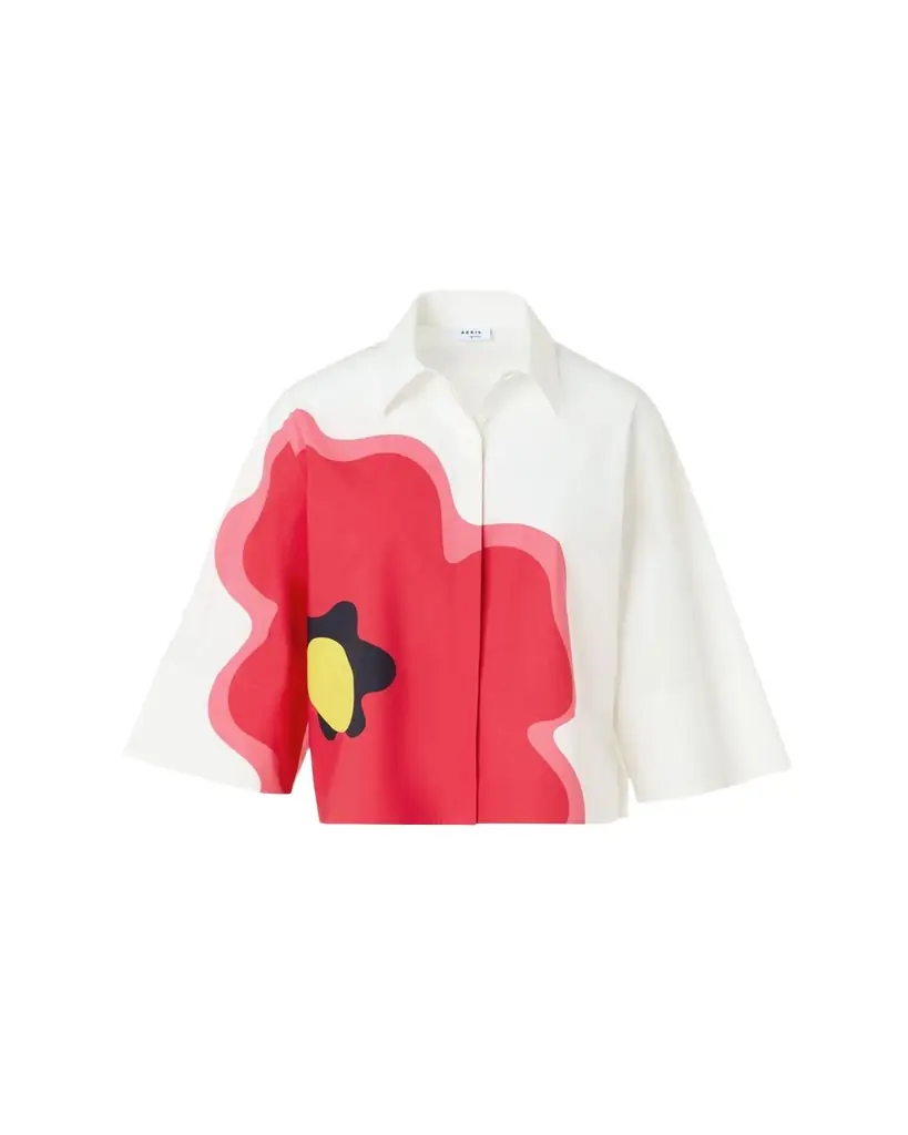 Akris punto Flower-Print Boxy Button-Down Shirt